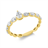 Ring 18 kt GG, 1 Tropfen 0,19 ct, TW-si, 8 Oval 0,64 ct, TW-si