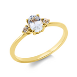 Ring 18 kt GG, 1 Amethyst 0,40 ct grün, 2 Amethyste 0,06 ct grün