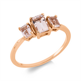Ring 18 kt RG, 1 Morganit 0,57 ct, 2 Morganit 0,42 ct