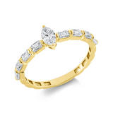 Ring 18 kt GG, 1 Nav. 0,19 ct, TW-si, 8 Sm.schliff 0,60 ct, TW-si