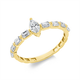 Ring 18 kt GG, 1 Nav. 0,24 ct, TW-si, 8 Sm.schliff 0,60 ct, TW-si