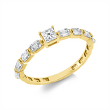 Ring 18 kt GG, 1 Princ. 0,20 ct, TW-si, 8 Sm.schliff 0,59 ct, TW-si