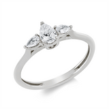 Ring 18 kt WG, 1 Tropfen 0,24 ct, TW-si, 2 Tropfen 0,14 ct, TW-si