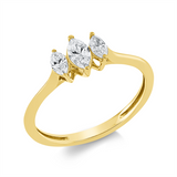 Ring 18 kt GG, 1 Nav. 0,19 ct, TW-si, 2 Nav. 0,18 ct, TW-si