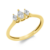Ring 18 kt GG, 1 Tropfen 0,19 ct, TW-si, 2 Tropfen 0,15 ct, TW-si
