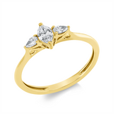 Ring 18 kt GG, 1 Nav. 0,19 ct, TW-si, 2 Tropfen 0,13 ct, TW-si