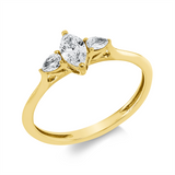 Ring 18 kt GG, 1 Nav. 0,26 ct, TW-si, 2 Tropfen 0,14 ct, TW-si