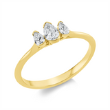 Ring 18 kt GG, 1 Tropfen 0,19 ct, TW-si, 2 Tropfen 0,15 ct, TW-si