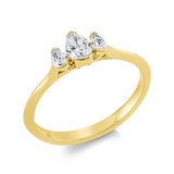 Ring 18 kt GG, 1 Tropfen 0,25 ct, TW-si, 2 Tropfen 0,16 ct, TW-si