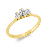 Ring 18 kt GG, 1 Oval 0,20 ct, TW-si, 2 Oval 0,17 ct, TW-si