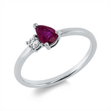 Ring 18 kt WG, 1 Brill. 0,09 ct, TW-si, 1 Rubin 0,38 ct rot