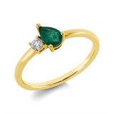 Ring 18 kt GG, 1 Brill. 0,08 ct, TW-si, 1 Smaragd 0,34 ct grün