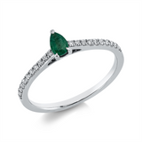 Ring 18 kt WG, 20 Brill. 0,14 ct, TW-si, 1 Smaragd 0,20 ct grün