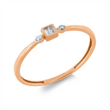 Ring 18 kt RG, Fassung rhodiniert, 2 Trap. 0,06 ct, TW-si, 2 Brill. 0,02 ct, TW-si