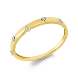 Ring 18 kt GG, Fassung rhodiniert, 5 Brill. 0,05 ct, TW-si
