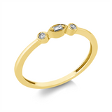 Ring 18 kt GG, Fassung rhodiniert, 1 Bag. 0,02 ct, TW-si, 2 Brill. 0,04 ct, TW-si