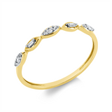 Ring 18 kt GG, Fassung rhodiniert, 2 Bag. 0,02 ct, TW-si, 9 Brill. 0,07 ct, TW-si
