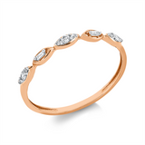 Ring 18 kt RG, Fassung rhodiniert, 2 Bag. 0,02 ct, TW-si, 9 Brill. 0,07 ct, TW-si