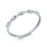 Ring 18 kt WG, 2 Bag. 0,02 ct, TW-si, 9 Brill. 0,07 ct, TW-si