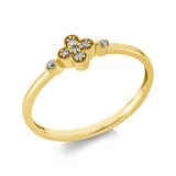 Ring 18 kt GG, Fassung rhodiniert, 7 Brill. 0,06 ct, TW-si