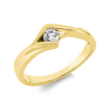 Ring 18 kt GG, Fassung rhodiniert, 1 Brill. 0,19 ct, TW-si