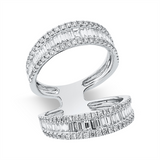Ring 18 kt WG, 64 Bag. 0,95 ct, TW-si, 104 Brill. 0,69 ct, TW-si