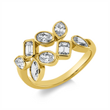 Ring 18 kt GG, 2 Oval 0,37 ct, 2 Nav. 0,37 ct, 2 Sm.schliff 0,48 ct,  2 Tropfen 0,30 ct, TW-si