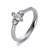 Ring 18 kt WG, 1 Nav. 0,39 ct, TW-vsi, 2 Brill. 0,14 ct, TW-vsi