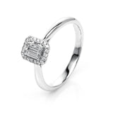 Ring 18 kt WG, 1 Sm.schliff 0,38 ct, TW-si, 24 Brill. 0,10 ct, TW-si