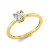 Ring 18 kt GG, 1 Princ. 0,11 ct, TW-vsi, 4 Nav. 0,16 ct, TW-vsi