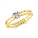 Ring 18 kt GG, 4 Bag. 0,05 ct, TW-vsi, 1 Princ. 0,04 ct, TW-vsi, 4 Brill. 0,01 ct, TW-si