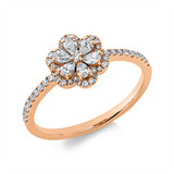 Ring 18 kt RG, 6 Tropfen 0,25 ct, TW-si, 49 Brill. 0,18 ct, TW-si