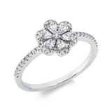 Ring 18 kt WG, 6 Tropfen 0,28 ct, TW-si, 49 Brill. 0,18 ct, TW-si