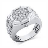 Ring 18 kt WG, mattiert, 25 Brill. 0,66 ct, TW-si, 1 Brill. 0,12 ct, TW-si, 40 Brill. 0,13 ct, TW-si