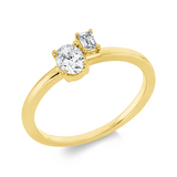 Ring 18 kt GG, 1 Oval 0,31 ct, TW-si, 1 Sm.schliff 0,10 ct, TW-si