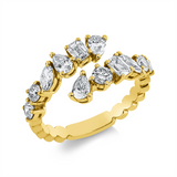 Ring 18 kt GG, 2 Nav. 0,22ct, F-si, 3 Tropfen 0,37ct, F-si, 2 Sm.schliff 0,31ct, F-si, 5 Brill. 0,47ct, F-si