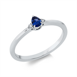 Ring 18 kt WG, 2 Brill. 0,03 ct, W-si, 1 Saphir 0,17 ct blau