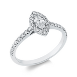 Ring 18 kt WG, 1 Nav. 0,27 ct, TW-si, 32 Brill. 0,34 ct, W-si