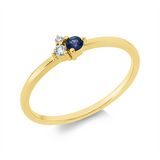 Ring 18 kt GG, 2 Brill. 0,04 ct, W-si, 1 Saphir 0,08 ct blau