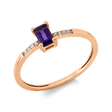 Ring 18 kt RG, 8 Brill. 0,02 ct, TW-si, 1 Amethyst 0,29 ct lila