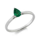Ring 18 kt WG, 1 Smaragd 0,36 ct grün