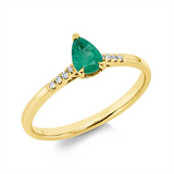 Ring 18 kt GG, 8 Brill. 0,04 ct, TW-si, 1 Smaragd 0,36 ct grün