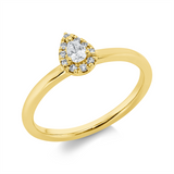 Ring 18 kt GG, 1 Tropfen 0,11 ct, TW-si, 10 Brill. 0,07 ct, TW-si