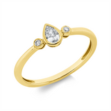 Ring 18 kt GG, 1 Tropfen 0,14 ct, TW-si, 2 Brill. 0,03 ct, TW-si