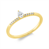 Ring 18 kt GG, 1 Tropfen 0,15 ct, TW-si, 10 Brill. 0,05 ct, TW-si