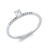 Ring 18 kt WG, 1 Oval 0,23 ct, TW-si, 10 Brill. 0,05 ct, TW-si