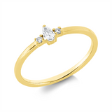 Ring 18 kt GG, 1 Tropfen 0,10 ct, TW-si, 2 Brill. 0,03 ct, TW-si