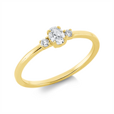 Ring 18 kt GG, 1 Oval 0,19 ct, TW-si, 2 Brill. 0,04 ct, TW-si