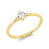 Ring 18 kt GG, 1 Nav. 0,18 ct, TW-si, 2 Brill. 0,04 ct, TW-si