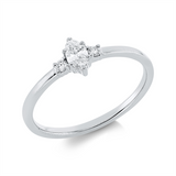 Ring 18 kt WG, 1 Nav. 0,19 ct, TW-si, 2 Brill. 0,05 ct, TW-si